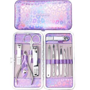 Nail Clippers Kit Manicure Pedicure Set with Holographic Case(Purple)